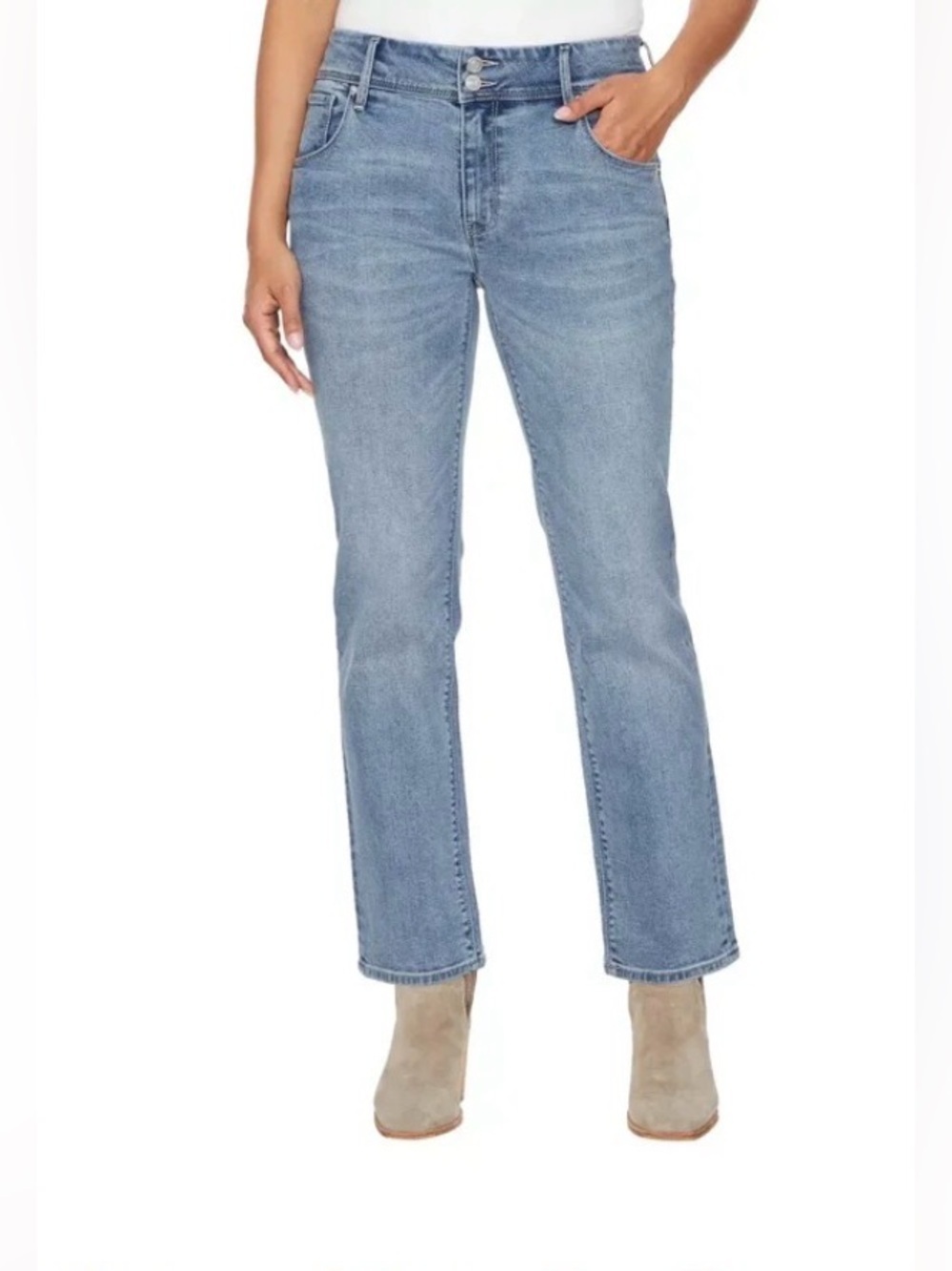 Hudson Mid-Rise Slim Straight Leg Jeans Women's Size 10 Icy Blue